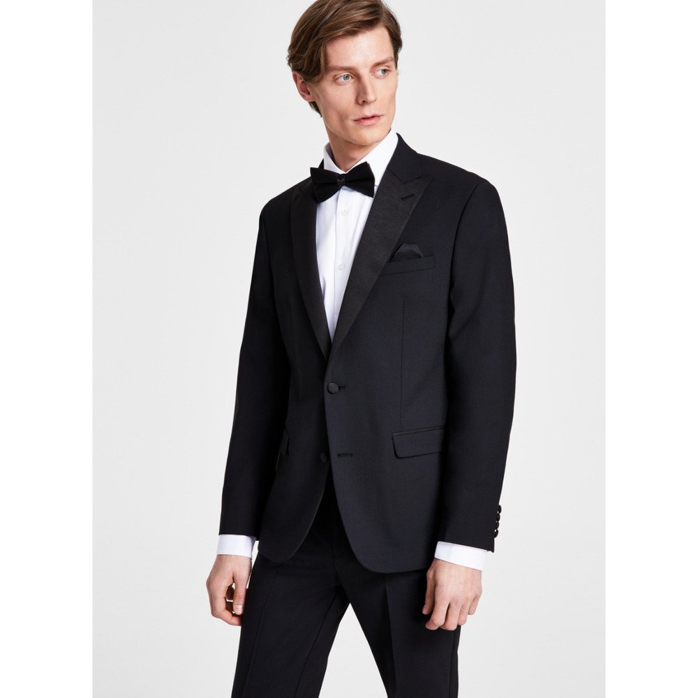 Bar III Men Slim Fit Faille Trim Tuxedo Jacket Black Size 46R